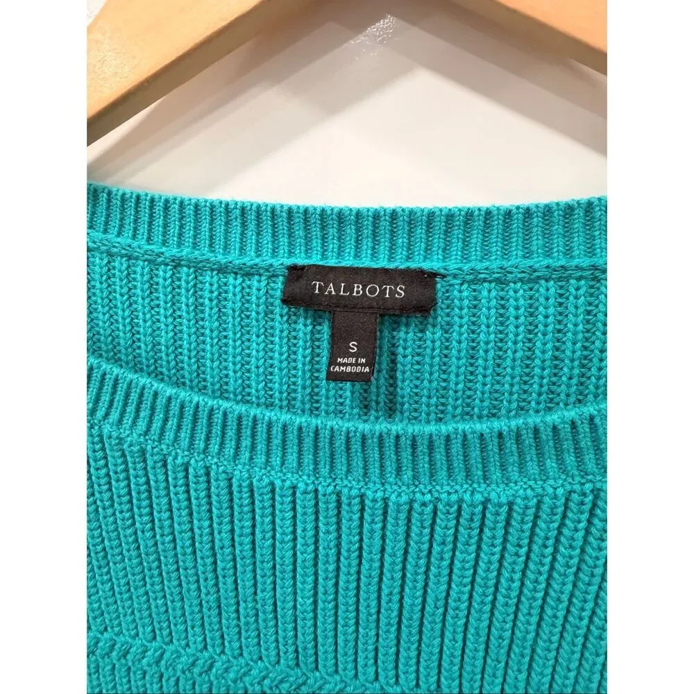 Talbots teal ribbed
